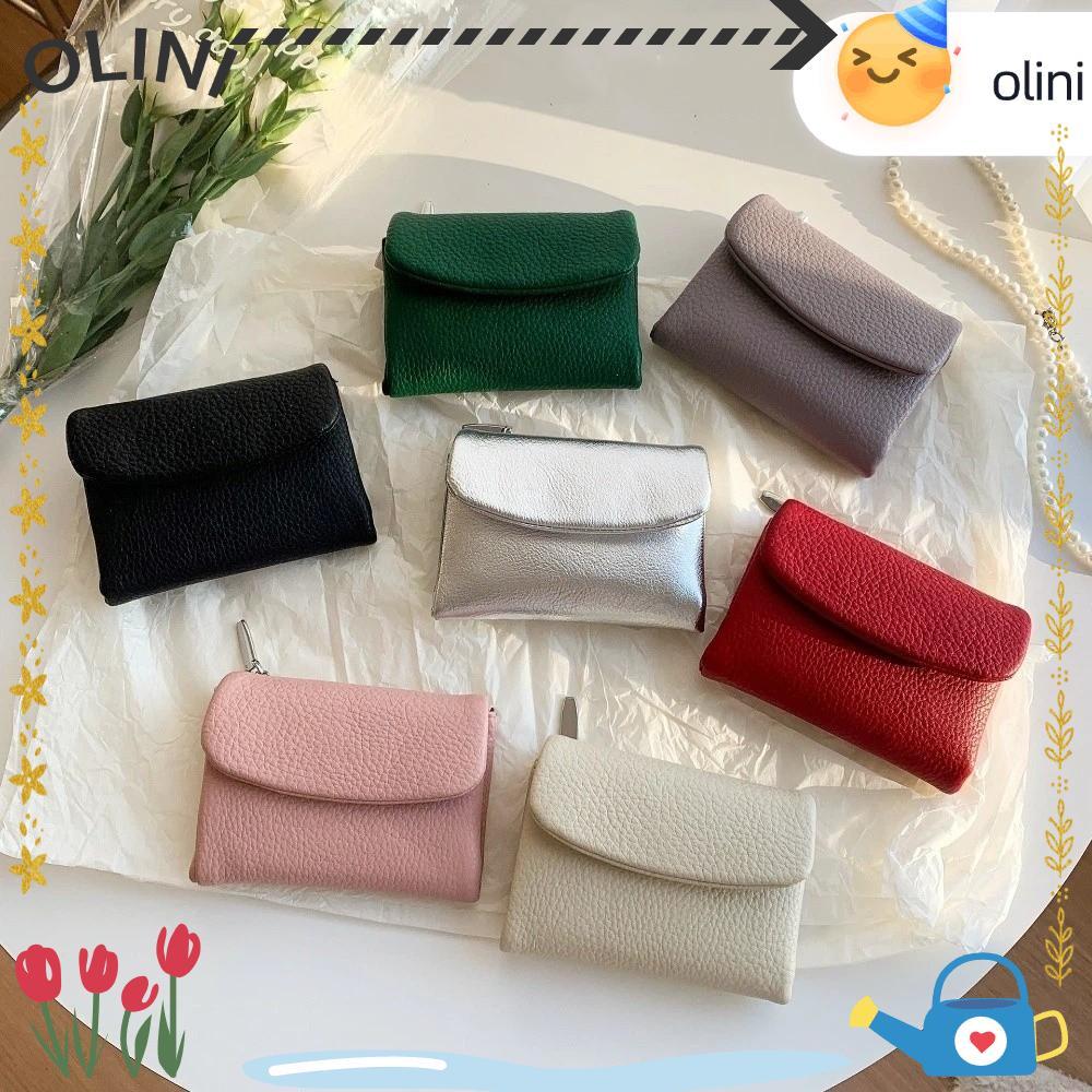 กระเป๋าเหรียญ OLINee หนังนุ่ม ความจุมาก กระเป๋าสตางค์สั้น สไตล์ลำลอง มีซิปและช่องสำหรับบัตร