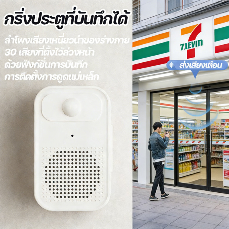 กริ่งประตูไร้สาย บันทึกเสียงเองได้ เซ็นเซอร์ตรวจจับเคลื่อนไหว 0-6เมตร กันขโมย ปลอดภัย