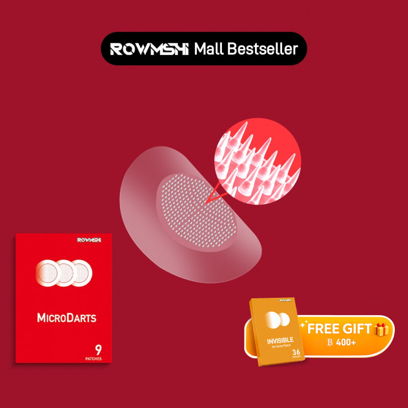 ROWMSHI แผ่นแปะสิวไมโครดาร์ท Microneedle ละลายสิวหัวหนองด้วย Salicylic Acid 24ชม. ไร้รอยดำ