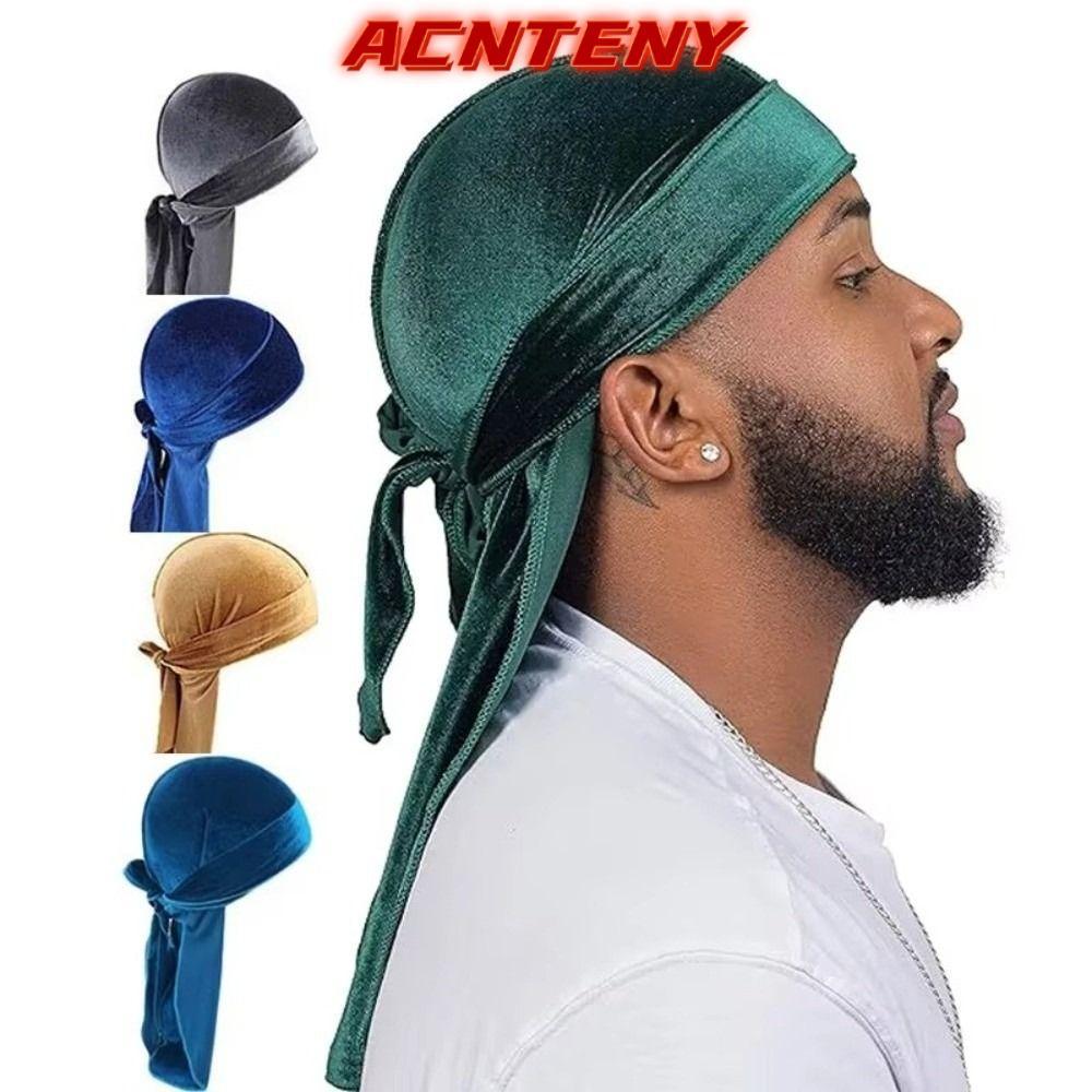 ACNTENY หมวกโจรสลัด ทรงdurag สวมสบายด้วยเนื้อผ้านิ่มและยืดหยุ่น พร้อมสายคาดศีรษะปรับขนาดได้ ระบายอากาศดี