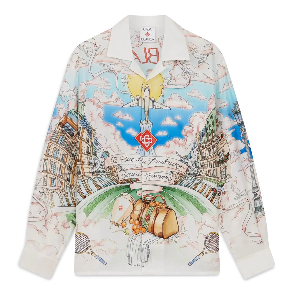 PTD0 Casablanc* Hawaiian Peace Dove Print Sicilian Style Vacation Hawaiian Shirt for Men and Women C