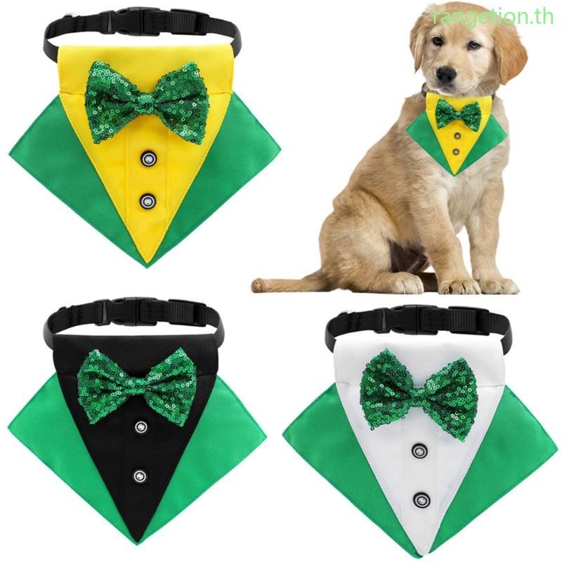 RAN Pet Triangle Bib Patrick Day Dog Bandanas Dog Kerchief with Bows Tie