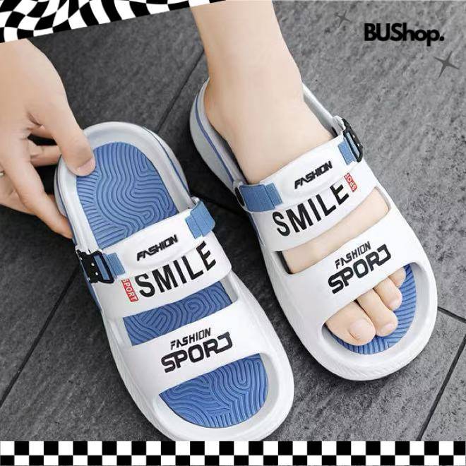 BUShopz พร้อมส่ง🧸"X212" รองเท้าแตะแบบสวม คาดสาย ดีเทลลายเท่ๆ ใส่ได้ทั่งชายหยิง น้ำหนักเบาสบาย