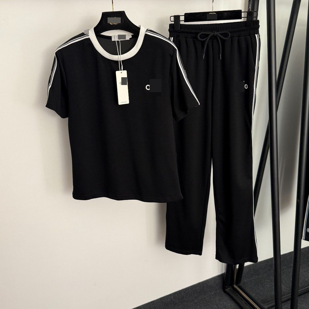 15H4 A1o* Sports suit letter embroidered short sleeve T Shirt+Casual trousers with elastic waistband