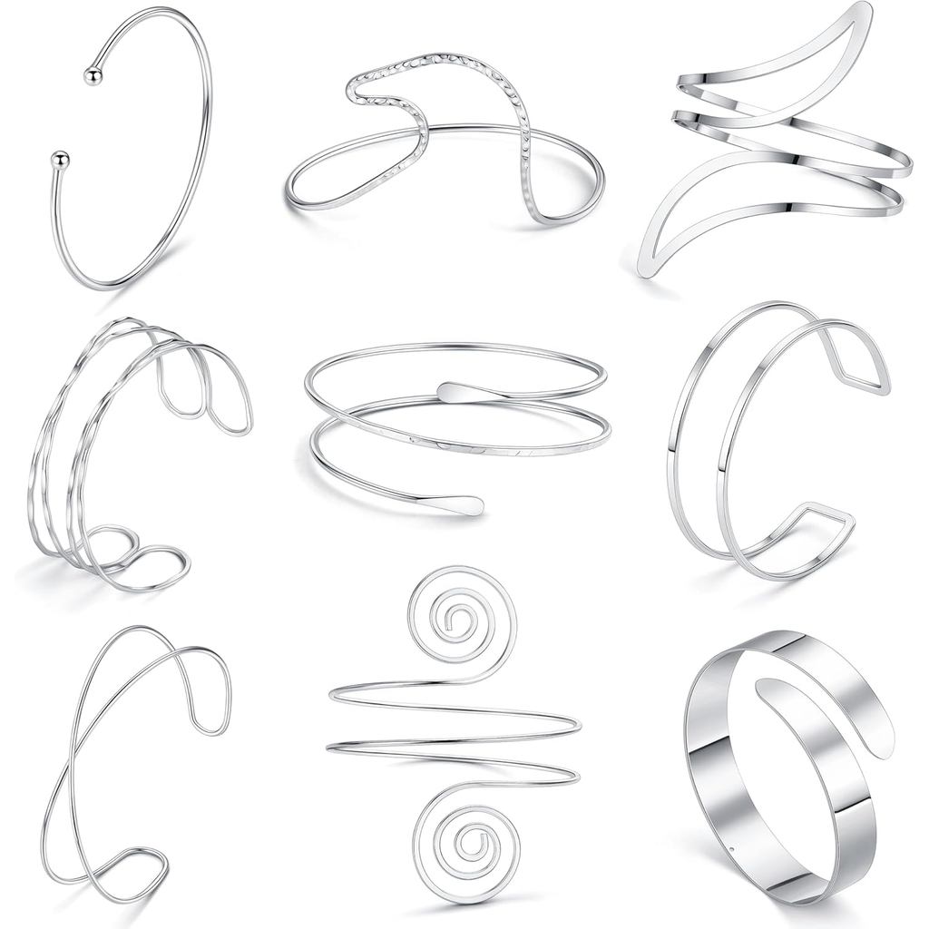 SAMOCO 9 ชิ้น Gold Arm Cuff เครื่องประดับสําหรับผู้หญิง Upper Arm Cuff กําไลข้อมือกําไลข้อมือ Armlet