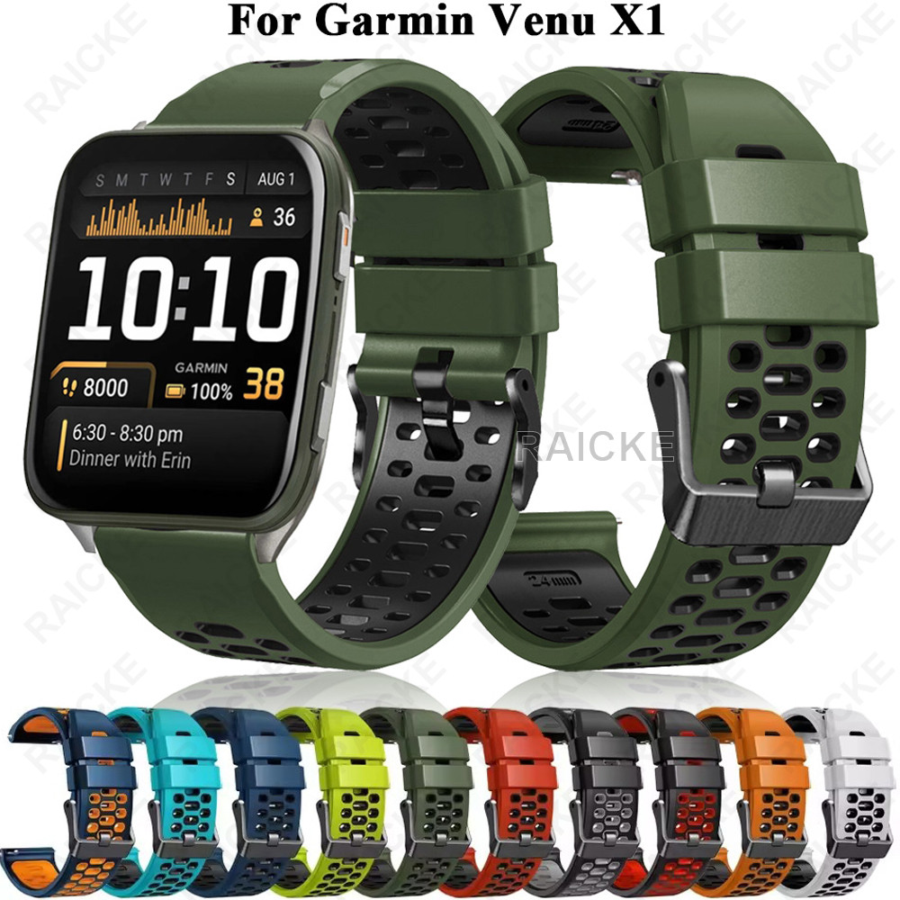 สายรัดซิลิโคนระบายอากาศยางนุ่มนาฬิกาสปอร์ตสําหรับ Garmin Venu X1