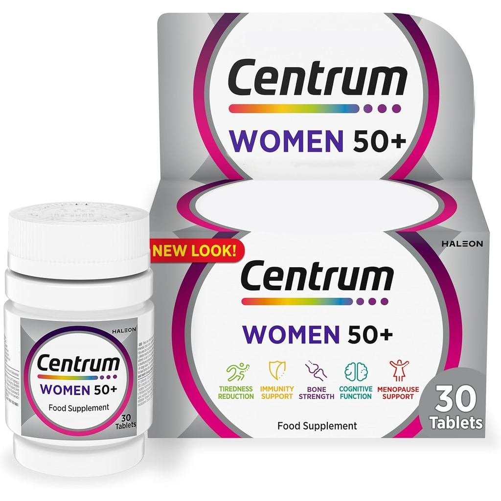 แท็บเล็ต.Multivitamin & Mineral Centrum Women 50+ มีสารอาหารครบถ้วน 30 เม็ด