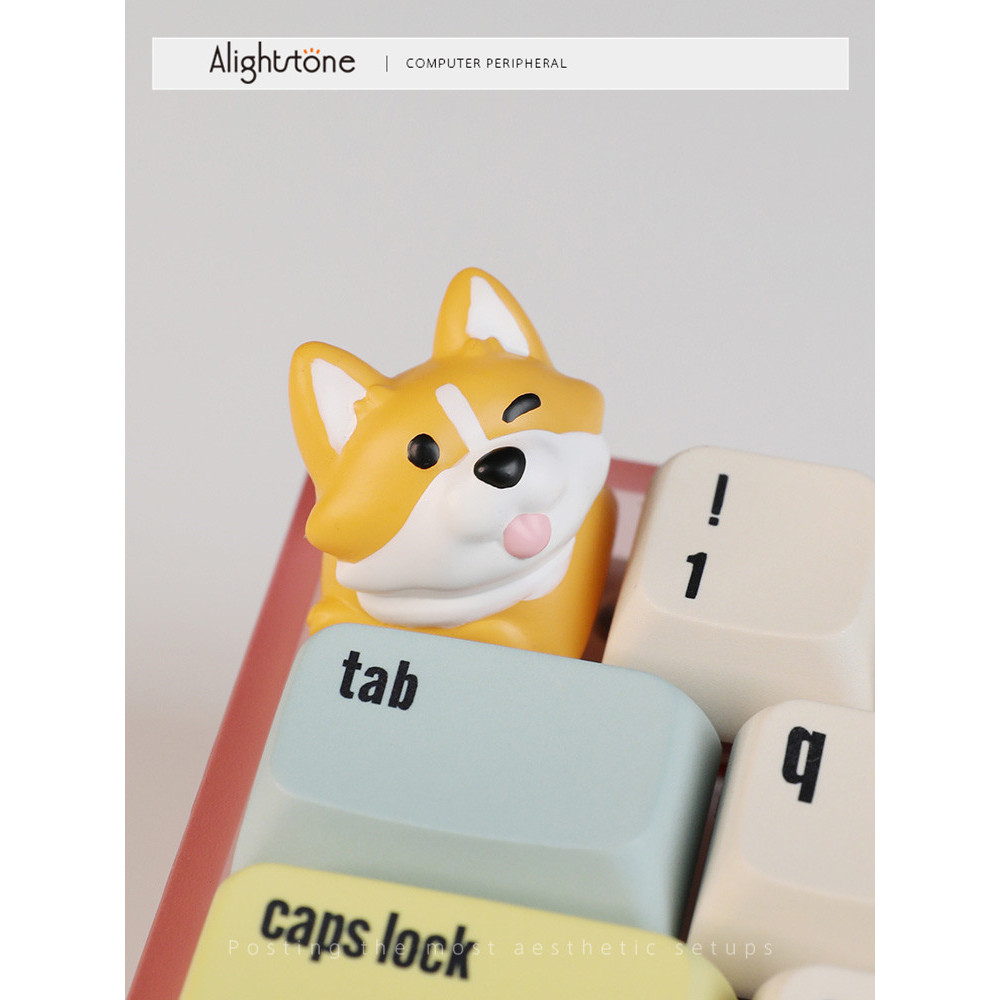 keycap keycap ไทย น่ารัก Corgi Creative Unique Keycap Original เรซิ่นสามมิติ Keycap Peripheral Singl