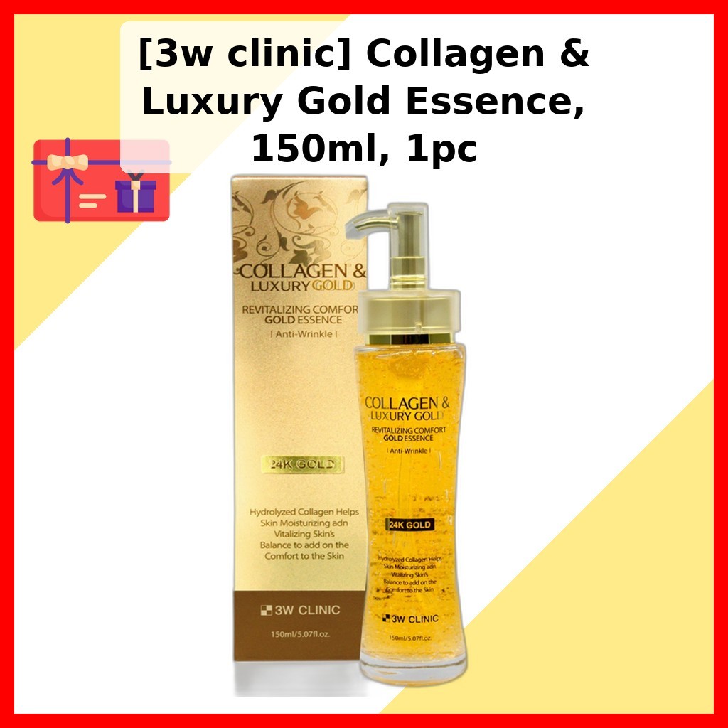 3W CLINIC [คลินิก 3w] Collagen & Luxury Gold Essence, 150ml, 1pc / Korean Essence / Radiant Glow / ข