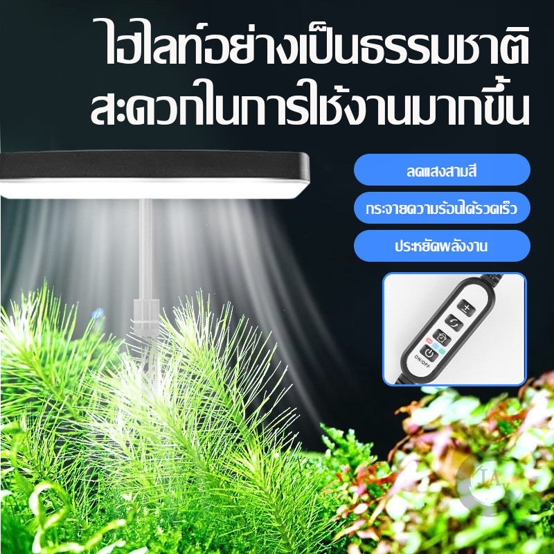 ไฟตู้ปลามีตัวตั้งเวลา 3H/6H/12H ปรับความสว่าง 10 ระดับ 92Ra ความสว่างสูง