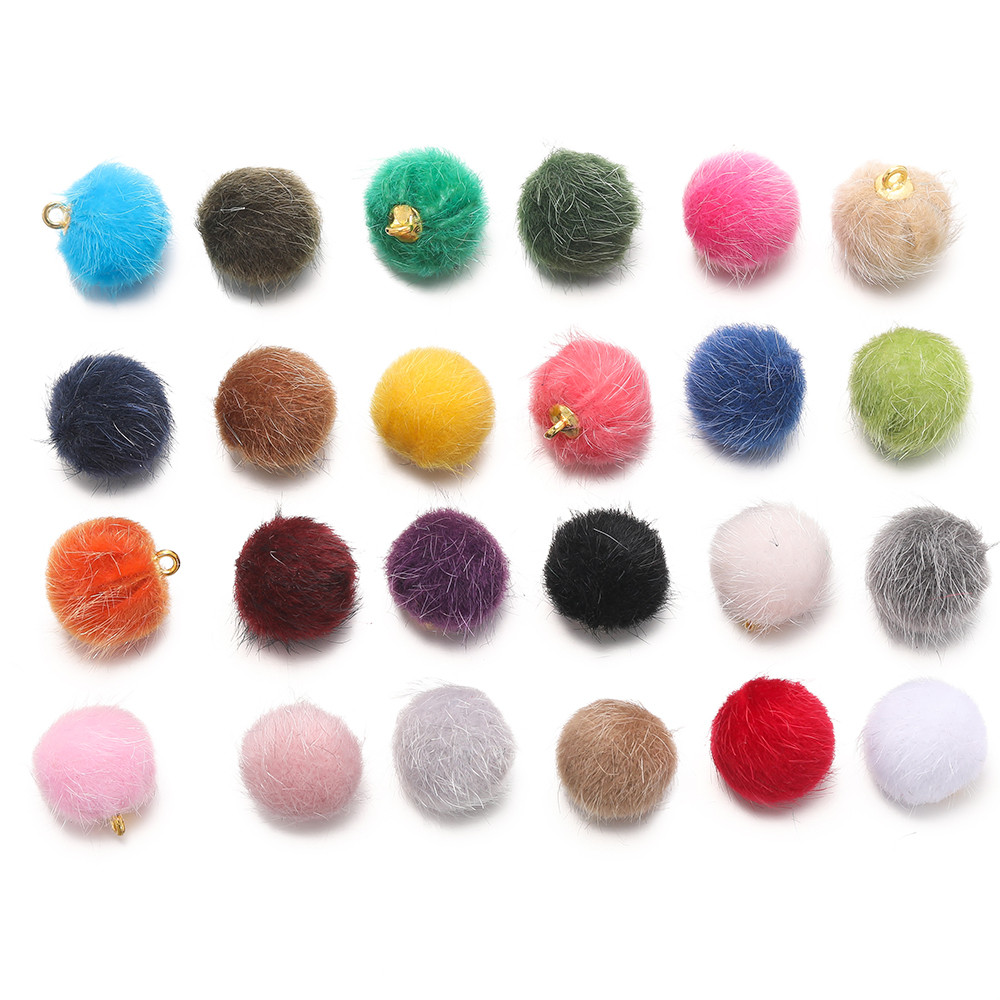 5-10ชิ้น จี้ปอมปอมทรงกลม 15mm ผ้านุ่มนิ่ม สำหรับ DIY ทำต่างหู สร้อยข้อมือ อะไหล่ตกแต่งเครื่องประดับ สีน่ารัก