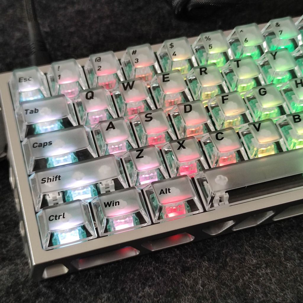 Fog White Transparent PC Keycaps 118 Keys Double Shot Cherry Profile Key cap สําหรับคีย์บอร์ดแบบกลไก