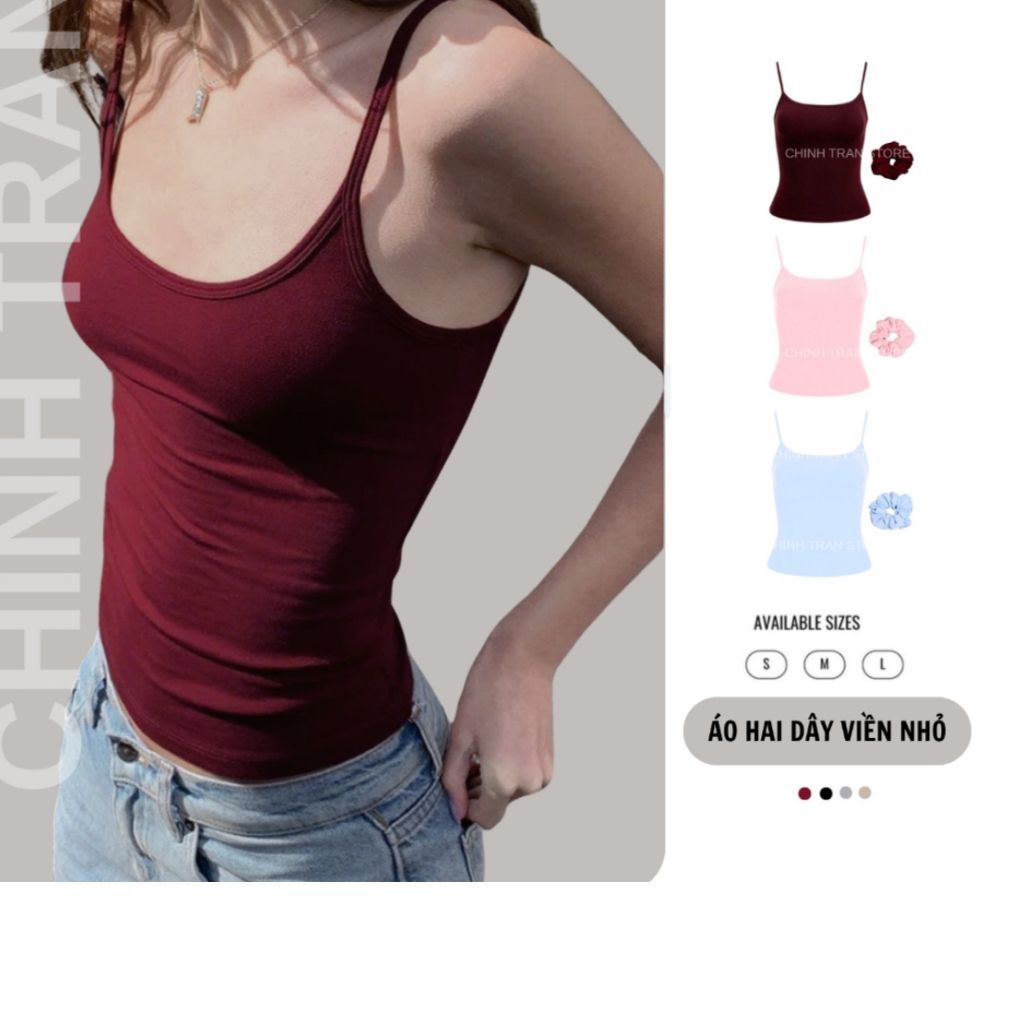 [GIVE HAIR COLON] เสื้อเชิ้ตสองชิ้นพื้นฐานของผู้หญิงทําจากผ้าฝ้ายยืดนุ่มและบางหลายสี - B33 -Sam Boti