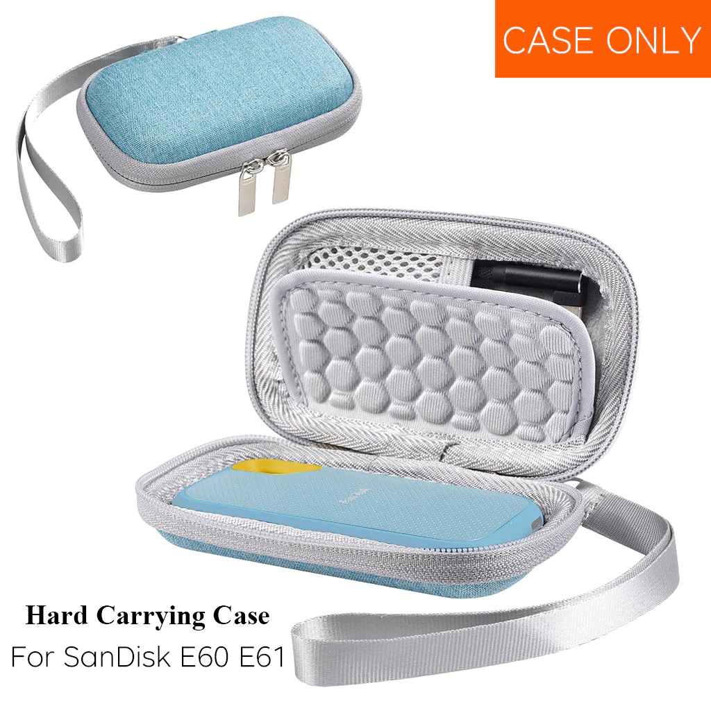 เคสแข็งสําหรับ SanDisk E61 / E60 แบบพกพา SSD 500GB 1TB 2TB, กระเป๋าเดินทางฝาครอบป้องกันถุงเก็บ (ไม่รวม SSD)