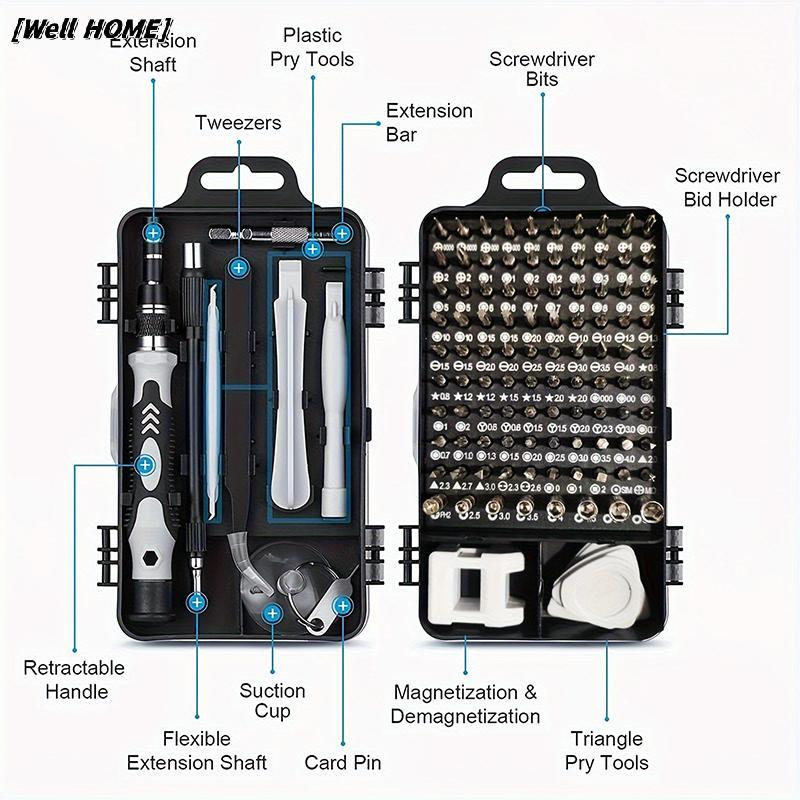 [Well HOME] 115-in-1 Mini Precision ไขควงชุดสําหรับรถยนต์คอมพิวเตอร์พีซีโทรศัพท์มือถือและอุปกรณ์ซ่อม