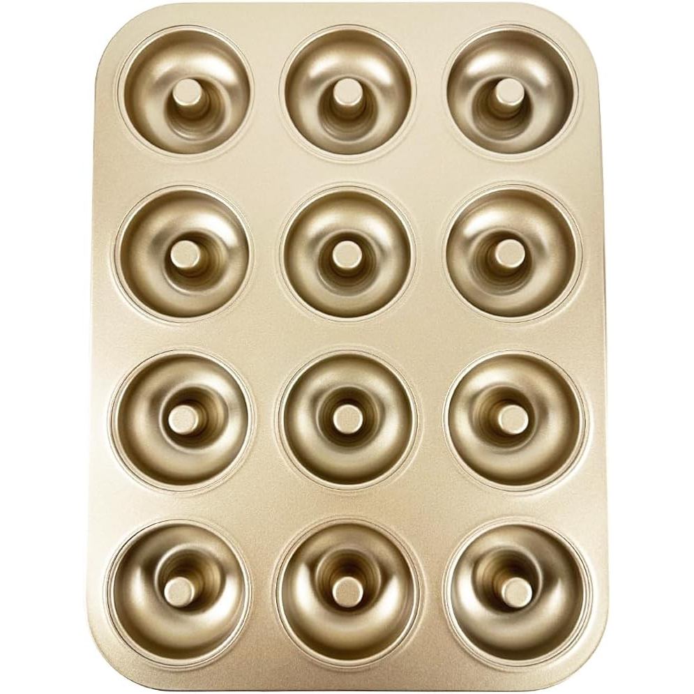12 Cavity Donut Baking Pans Nonstick Donut Pan แหวนเหล็กคาร์บอน Donut Baking Tins Doughnut Pans Donu