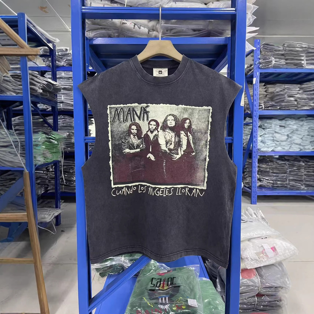 JGKD GRUPO MANA CUANDO1995Los Angeles LLORAN Printed washed distressed tank top