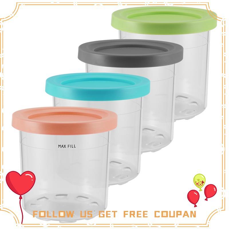 ถ้วยไอศกรีม, ภาชนะไอศกรีมพร้อมฝาปิดสําหรับ Creami Pints NC301 NC300 NC299AMZ Series เครื่องทําไอศกรี