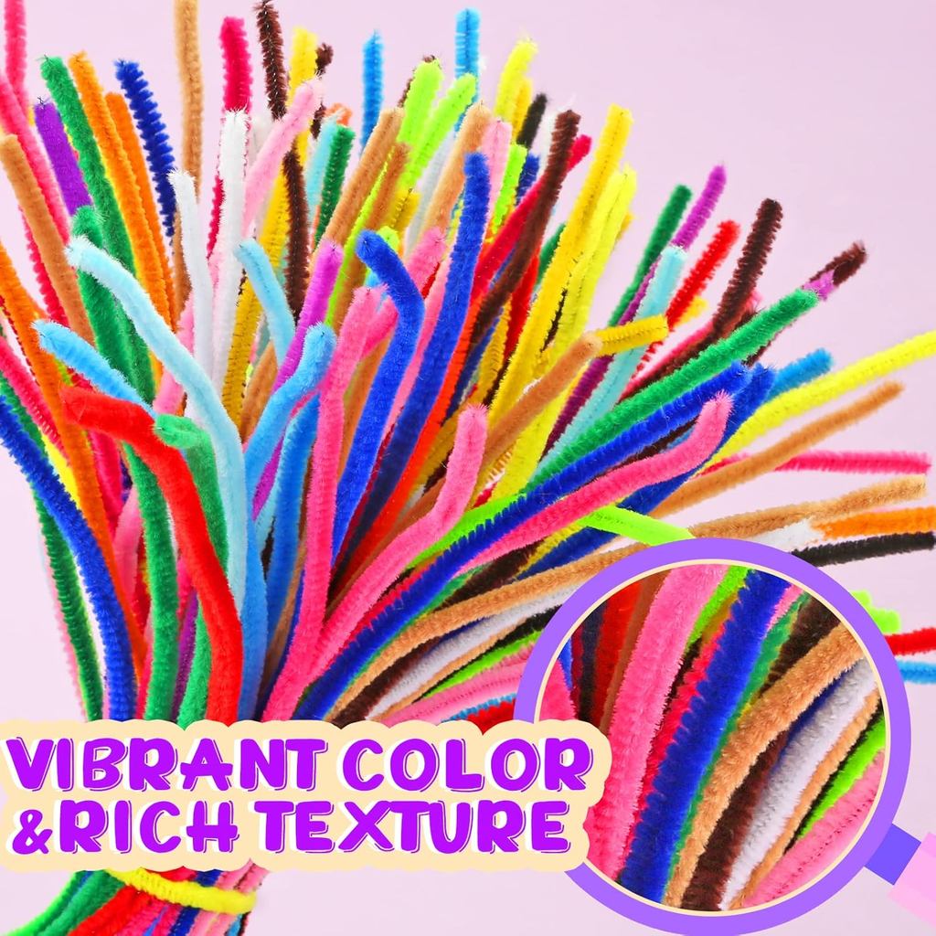 ลวดกำมะหยี่ DIY 100ชิ้น สีรุ้ง ดัดง่าย ขนนุ่ม งานฝีมือ ของขวัญเด็ก