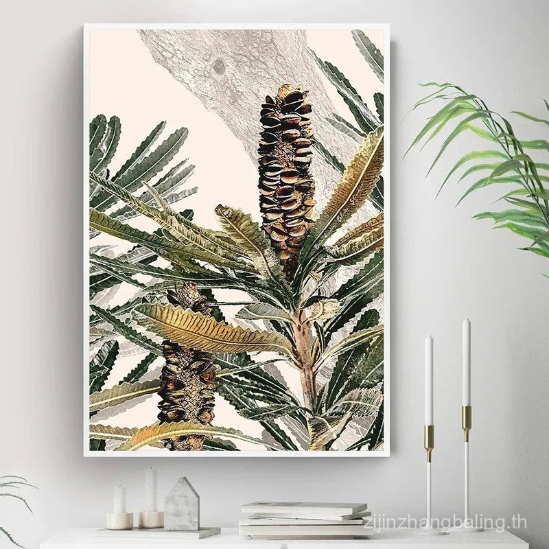 Banksia Australian Native Flower Botanical Wall Art Aesthetics พิมพ์ผ้าใบภาพวาดโปสเตอร์สําหรับห้องนั