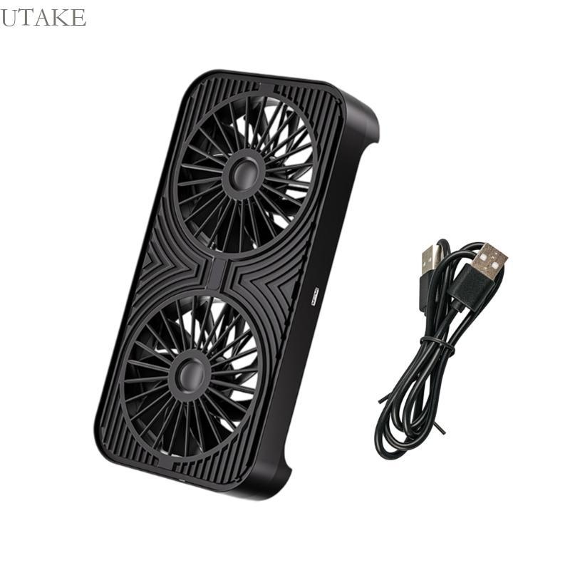 Utake พัดลมคู่ Airflow USB Powered Silents Cooling Base สําหรับอิเล็กทรอนิกส์ 29x14 ซม.