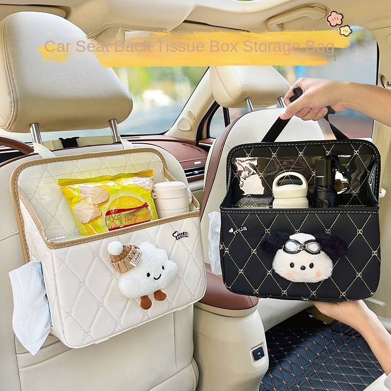 Car Tissue Box Car Seat Hanging Left Paper Extraction Box Creative Cute Multifunctional Storage Shop