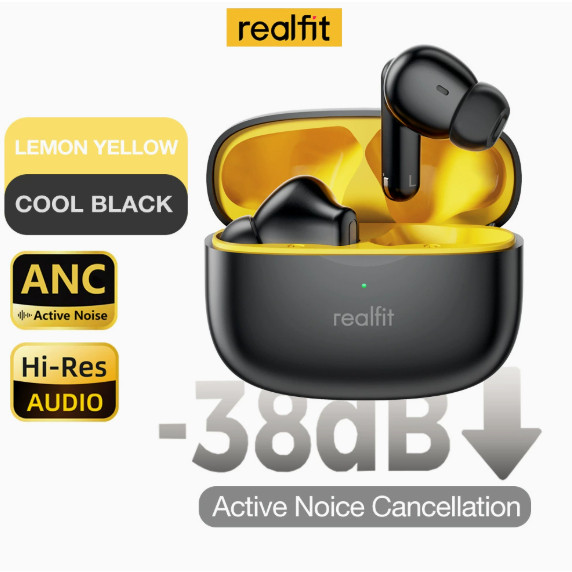 จัดส่งจากประเทศไทยหูฟังบลูทูธไร้สาย Realfit F3 ANC ระบบตัดเสียงรบกวน (Active Noise Cancelling) 5.4 ค