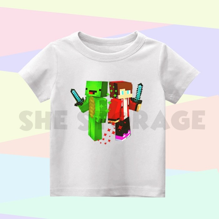 เสื้อยืด ลาย MIKEY AND JJ MAIZEN MINECRAFT สําหรับเด็กผู้ชาย และเด็กผู้หญิง KIDS
