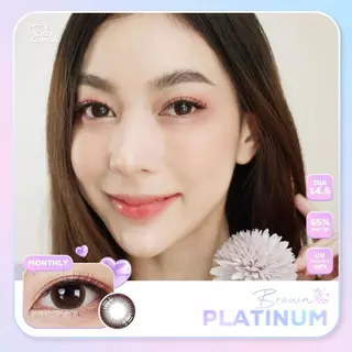 Kitty Kawaii Contact Lens : Platinum - Brown คอนแทคเลนส์ ดวงตา แบบรายเดือน ชนิดขวด water 55%