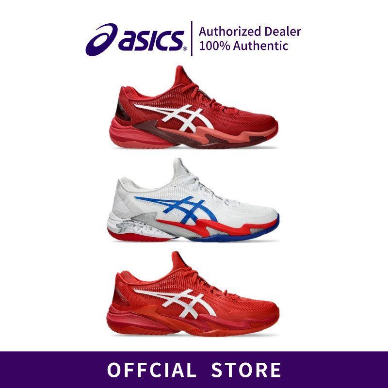 [ASICS]FF3 Novak Red White Men Wear Resistance Low Cut รองเท้าเทนนิสมืออาชีพ带鞋盒Shipped from China 7A8A
