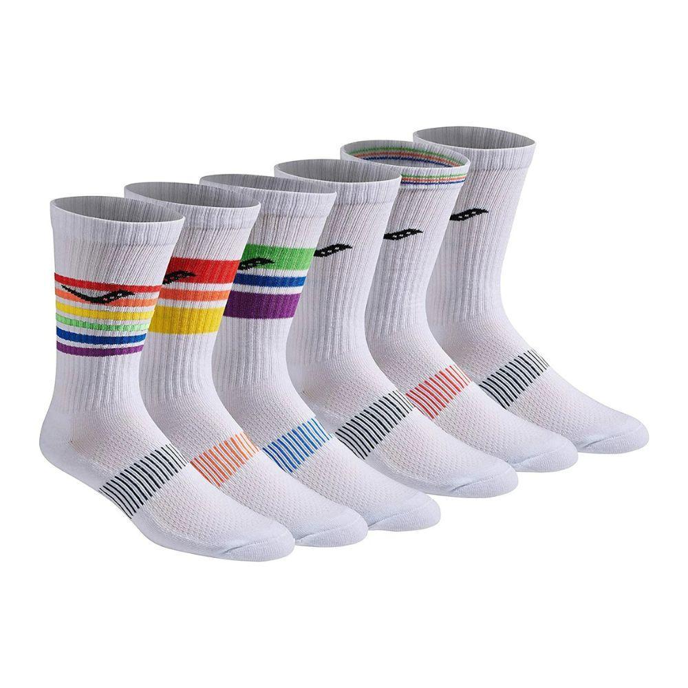 SAUCONY RUN DRY CREW SOCK 6/PACK ถุงเท้าวิ่งสำหรับผู้ชายและผู้หญิง