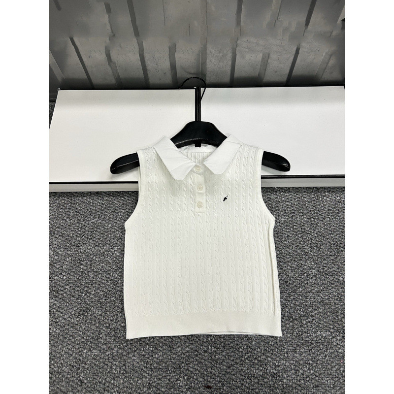 J4V7 Ral***ren POLO New spring-summer shirt collar badge logo Embroidered Knit Vest Slim Fit Versati