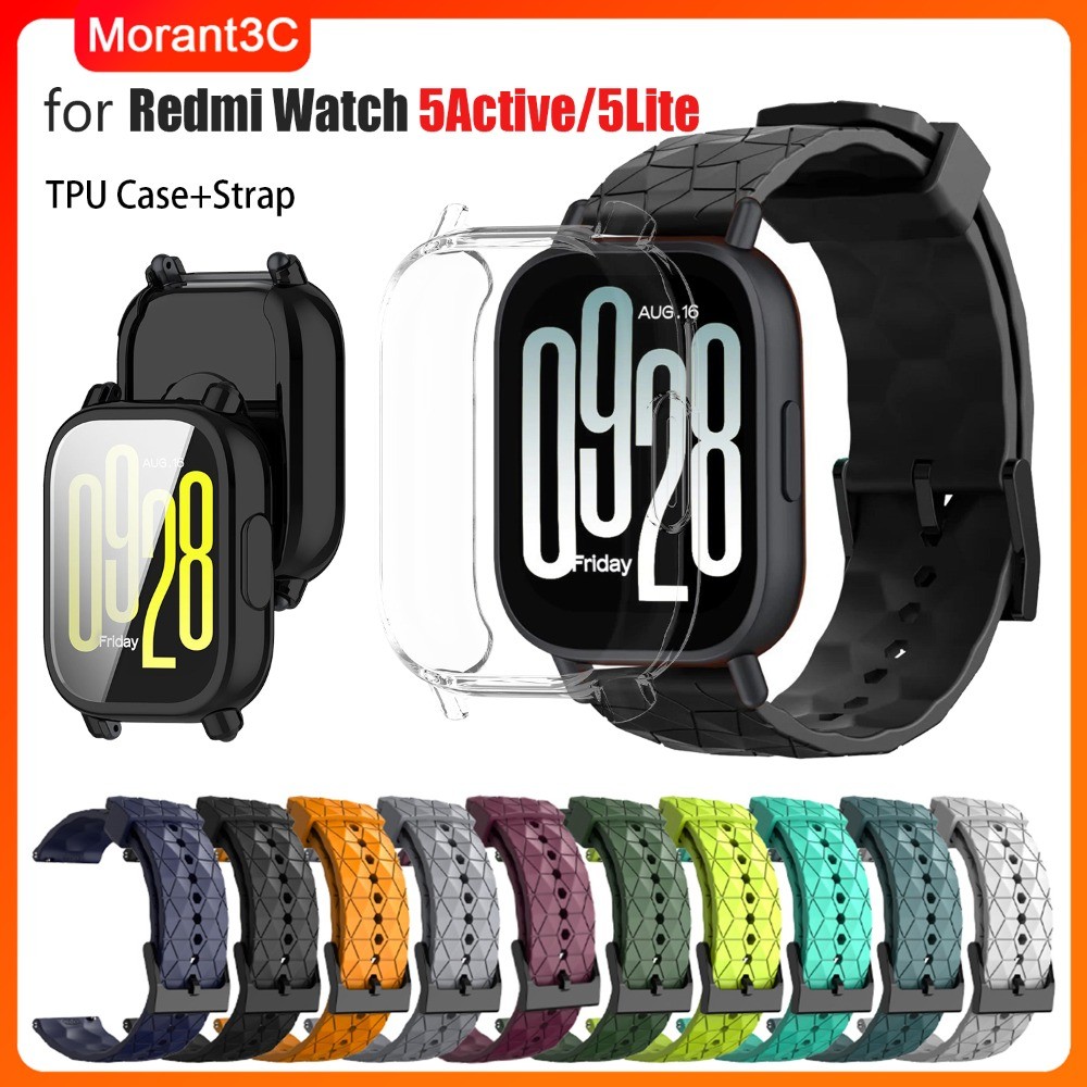 Protector Case + สายซิลิโคนสําหรับ Xiaomi Redmi Watch 5 Active/5 Lite เต็มหน้าจอ TPU Soft Shell Breathable Sport Band สําหรับ Redmi นาฬิกา 3Active/Lite