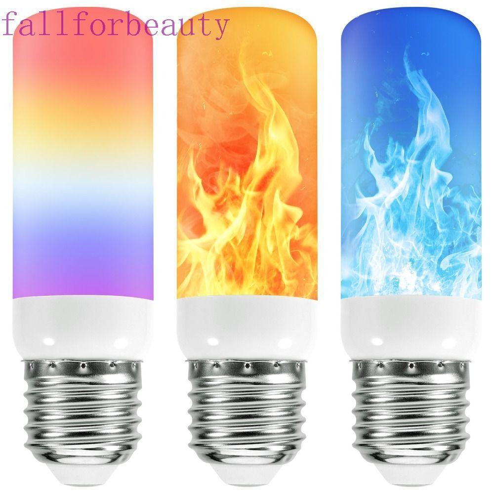FALLFORBEAUTY LED Flicker Flame Light Bulb, E27 Flame Effect Dynamic Flame Bulb, Portable Mini 4 โหมดกันน้ําจําลอง Burning Lamp Home