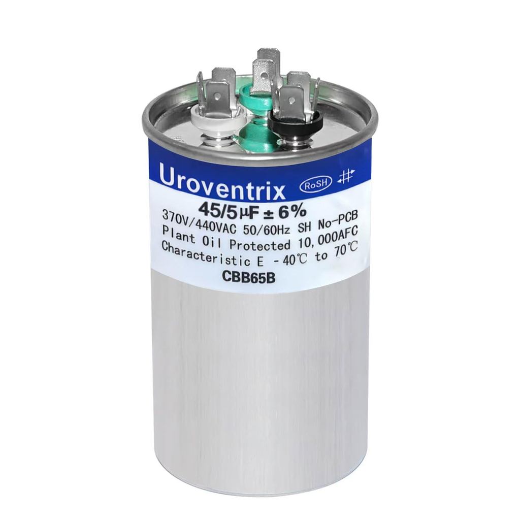 45+5 uF ±5% 370V/440VAC CBB65 Dual Run Start Capacitor สําหรับ AC Unit พัดลมมอเตอร์, ปั๊มความร้อนหรื