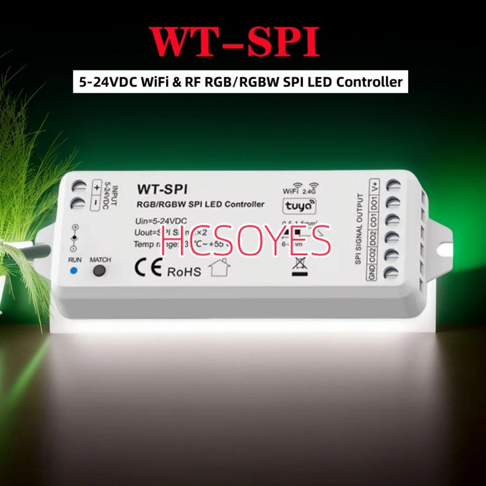 Skydance music (WiFi+2.4G) RGB/RGBW พิกเซล IC SPI LED Controller Tuya APP ควบคุมใช้สําหรับ WS2812B W