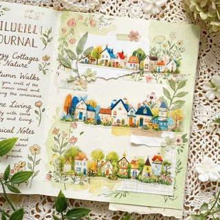 Journamm 15PCS Scrapbooking สติกเกอร์ Decals ดอกไม้พฤกษศาสตร์ Themed Journaling Self-Adhesive PET วัสดุสมุดภาพ Junk Journal Planner ตกแต่งหัตถกรรม DIY