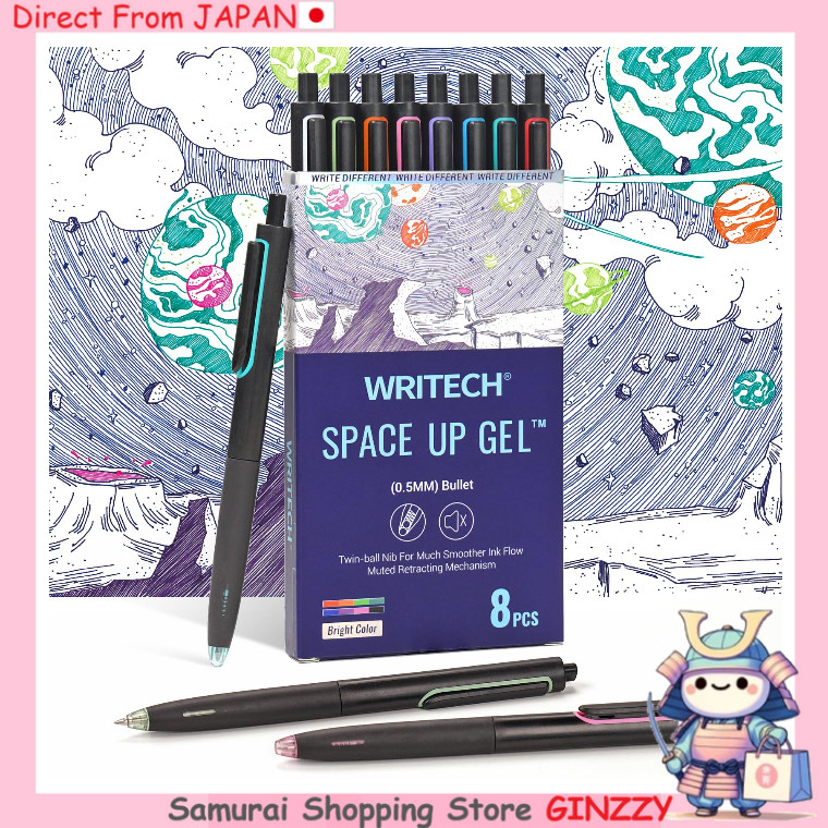 WRITECH ปากกาเจลหมึกซิลลิง 0.5 มม. ปากกากระดาษหลายสี 8 ด้าม Japan stationery