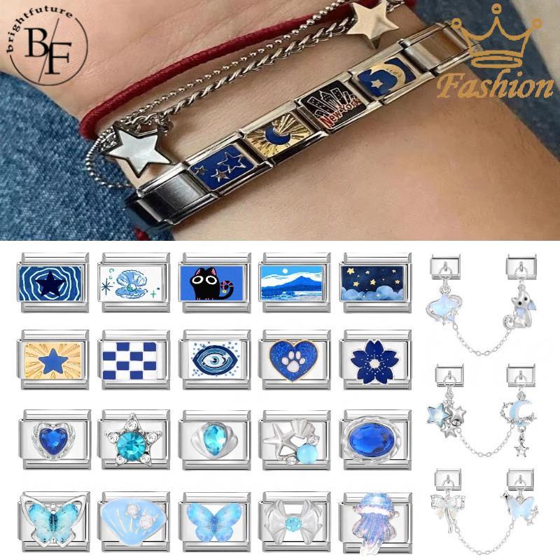 สร้อยข้อมือ charm สไตล์อิตาเลียน ขนาด 9 มม. สแตนเลส สไตล์เรโทร เหมาะสำหรับการสวมใส่และตกแต่ง