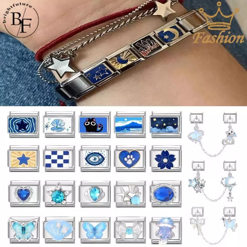 สร้อยข้อมือ charm สไตล์อิตาเลียน ขนาด 9 มม. สแตนเลส สไตล์เรโทร เหมาะสำหรับการสวมใส่และตกแต่ง