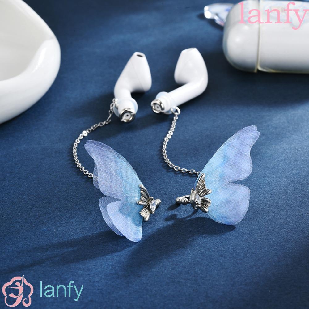 Lanfy Ear Clip สไตล์ผีเสื้อสีฟ้า สำหรับยึดหูฟังบลูทู ธุริการไม่หล่นหาย