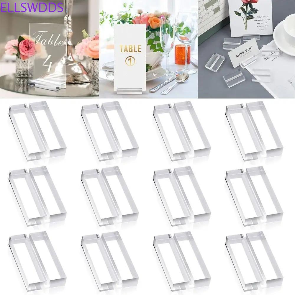 ELLSWDDS Place Card Holder, Blank Durable Acrylic Stand, Birthday Party Supplies Clear DIY Table Num