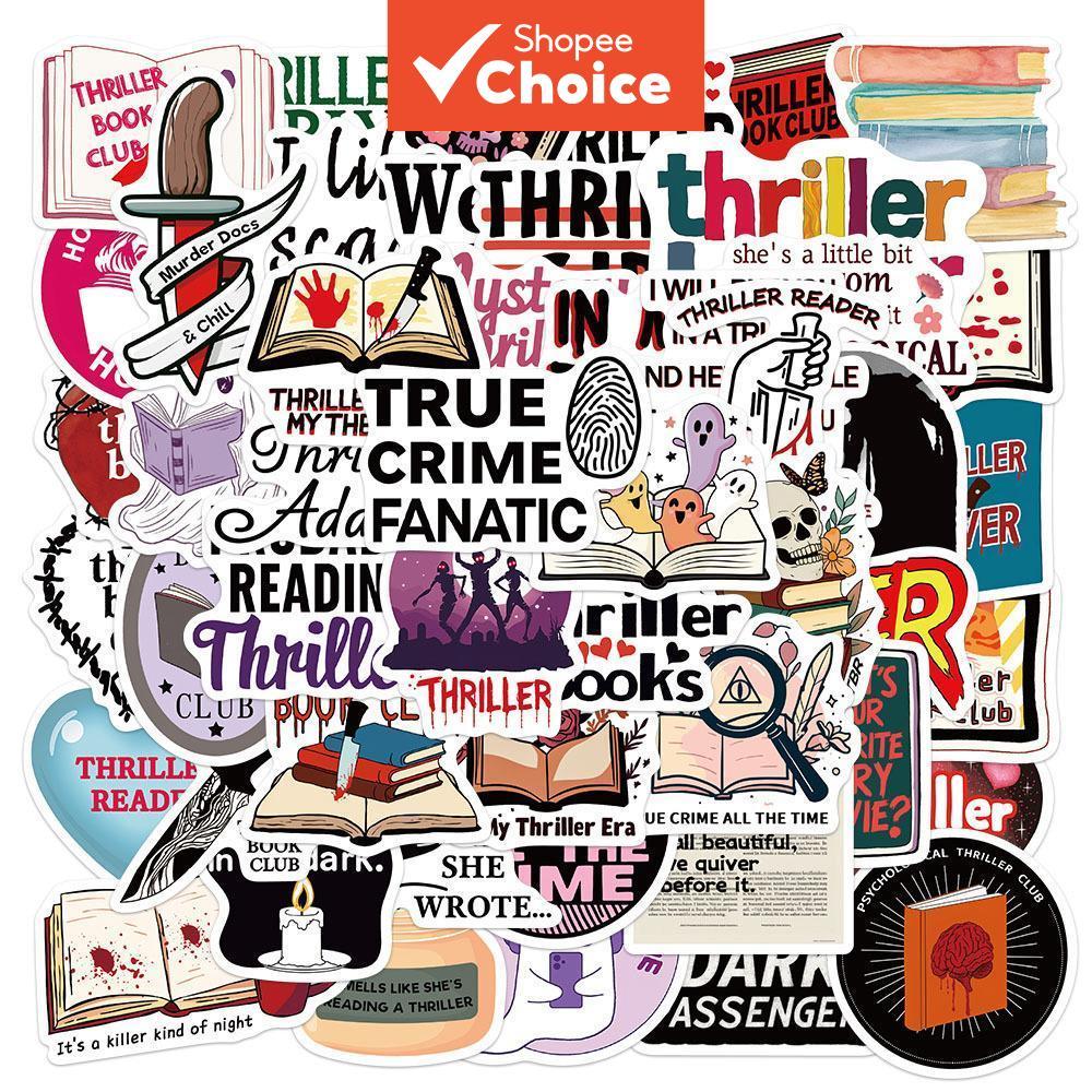 Thriller Novel Series Graffiti สติกเกอร์สติกเกอร์กันน้ํากระเป๋าเดินทางแล็ปท็อปหมวกนิรภัยสเก็ตบอร์ด DIY 50 ชิ้น