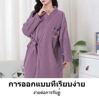 เสื้อคลุมอาบน้ำขายดี ผ้าเช็ดตัวสวมใส่ได้ เนื้อนิ่มมาก ซับน้ำไว ใส่หลังอาบน้ำ ไม่ต้องผ้าขนหนูผืนใหญ่ หน้ายิ้ม มีหูรูด