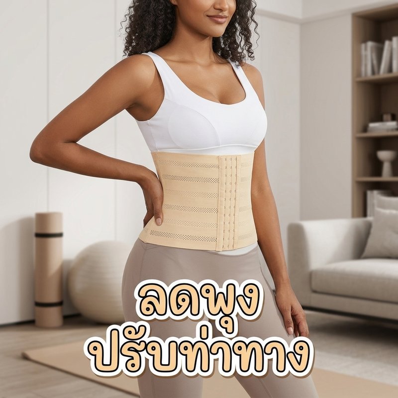 เข็มขัดรัดเอว สำหรับผู้หญิง 3แถว12ปุ่ม ผ้าโพลีเอสเตอร์นุ่มสบาย ระบายอากาศดี ไม่อับชื้นไม่อึดอัด ราคา ถูกที่สุด ดีลบีเคเค แกลเลอรีภาพที่ 2