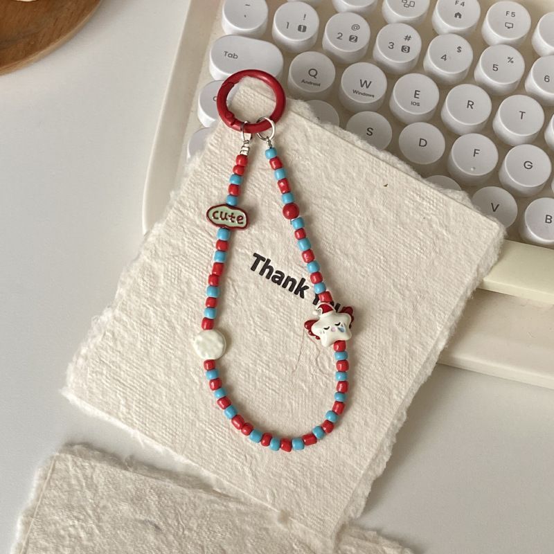 Diy Original Dopamine Bead String ห่วงโซ่โทรศัพท์มือถือ Influencer สาวน่ารักกระเป๋าเครื่องประดับ ccd กล้อง Anti-Lost Hand Chain