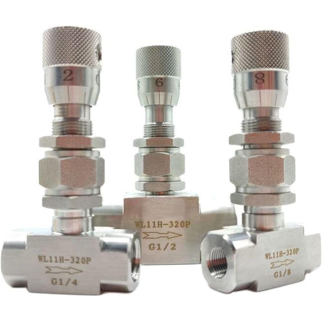 1PCS G 1/8" 1/4 "3/8" NPT 1/2 "สแตนเลส 304 เข็มวาล์ว Micro Metering Flow Regulating Controller (1/4"