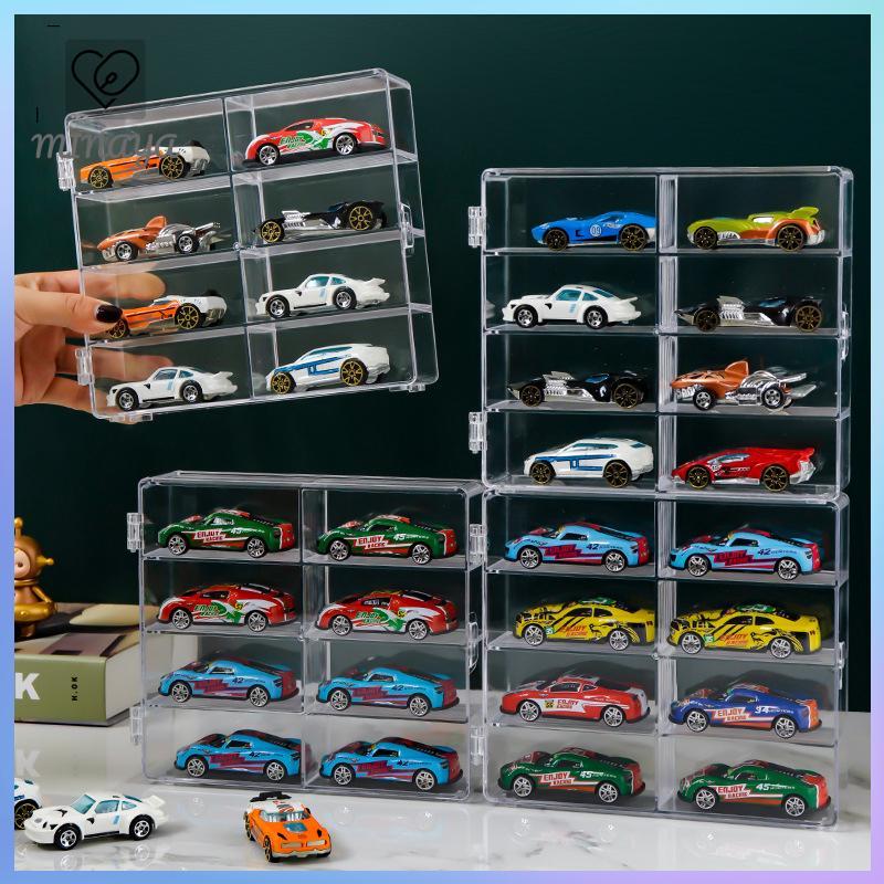 [นาที] 1:64 Scale Car Model Storage Box 8 Slot Clear Display Shelf Car Dust Storage Container For To