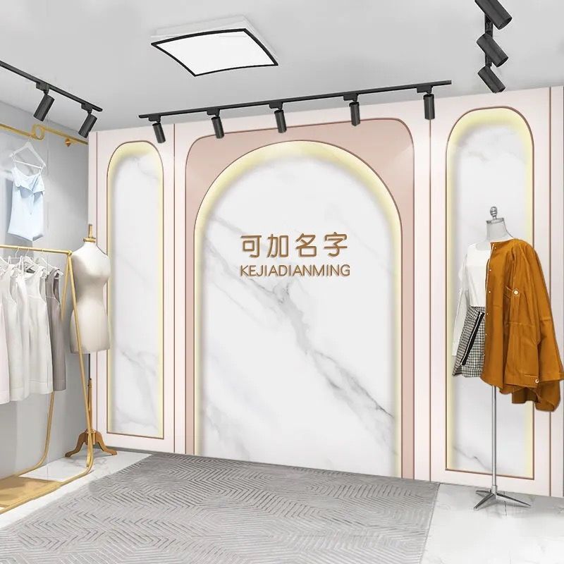 Influencer Live พื้นหลังผ้าติดผนัง 2024 สไตล์ใหม่ 3d HD ร้านขายเสื้อผ้าผ้าติดผนัง High-End Simple Light Luxury วอลล์เปเปอร์ - รูปที่ 3