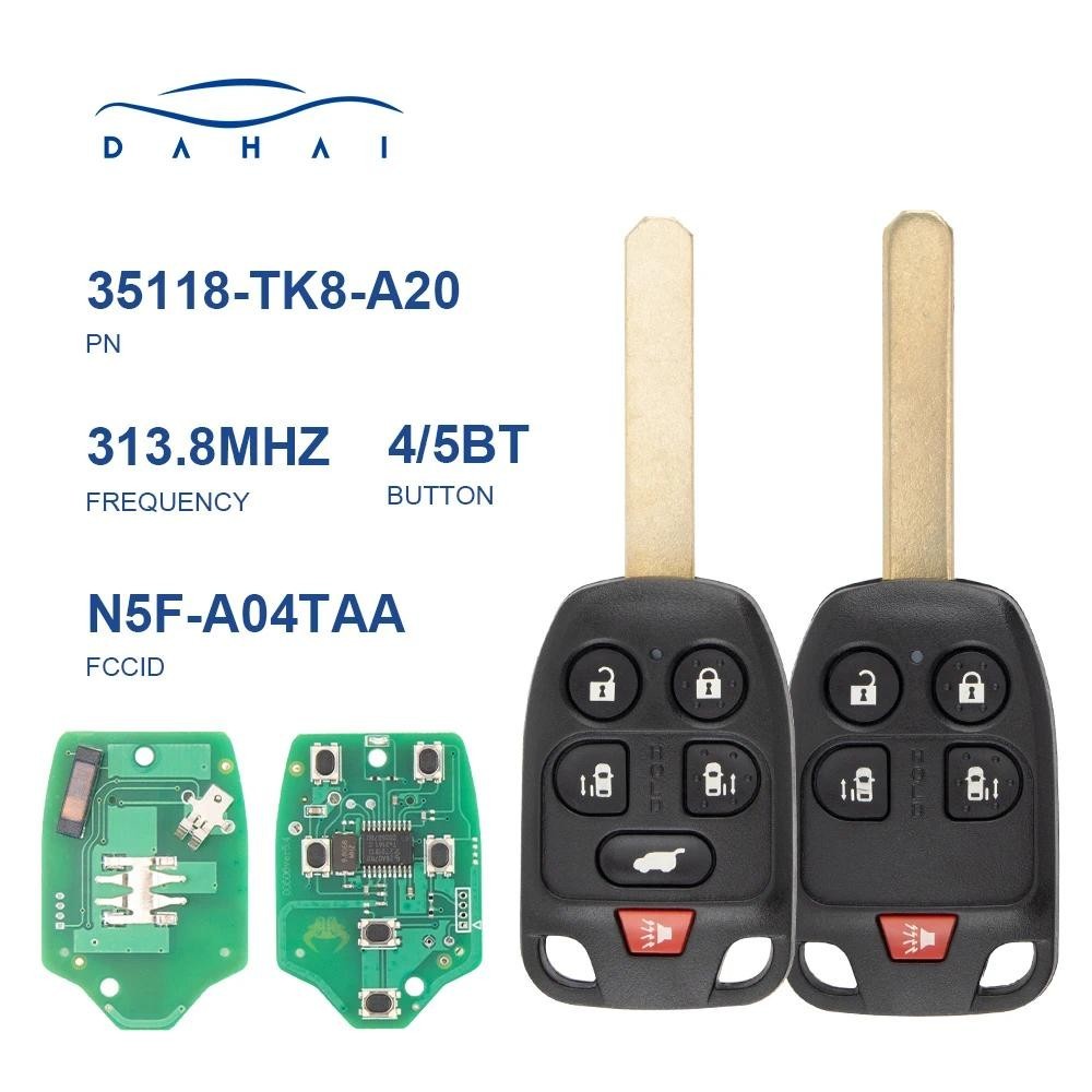 Dahai N5F-A04TAA 5/6 ปุ่มรีโมทกุญแจรถสําหรับ Honda Odyssey EX 2011 2012 2013 2014 313.8Mhz ID46 KeyC